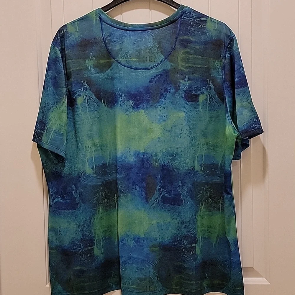 Reel Legends Freeline Blue Green Short Sleeve TShirt Size 2XL - Picture 4 of 8